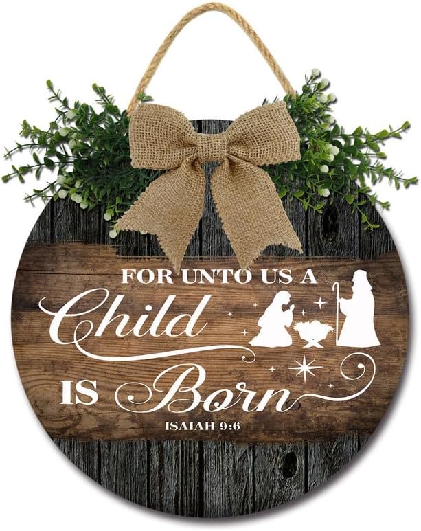 Christmas Ornament Door Hanger 12 Inch Wooden Welcome Wreath