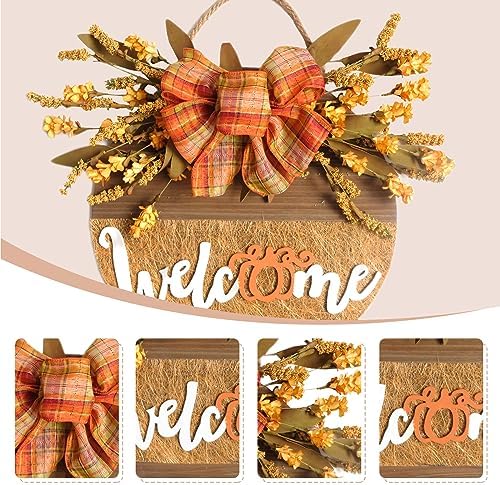 Fall Welcome Sign Decor Front Door Wreath