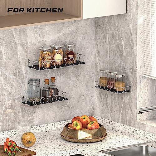 Moon Phase Wall Shelves Black Silver 3 Pack