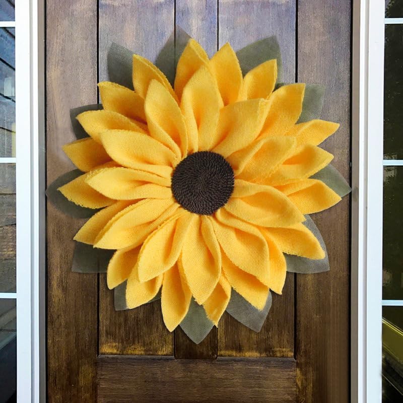 Elegant Sun Flower Door Wreath with Pink Roses
