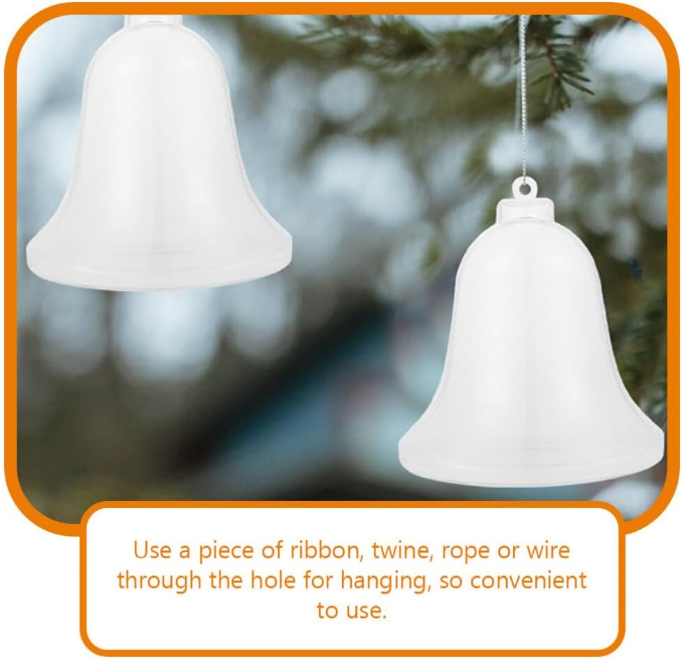 12pcs Clear Fillable Bell Ornaments for Christmas Tree Decorations and Holiday Parties
