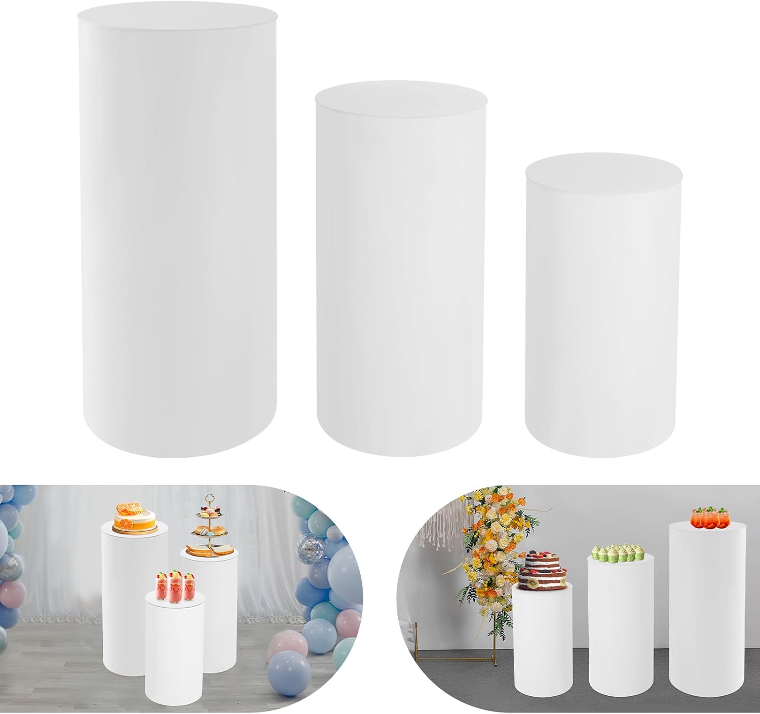 3Pcs Cylinder Pedestal Display Stand for Wedding Decor