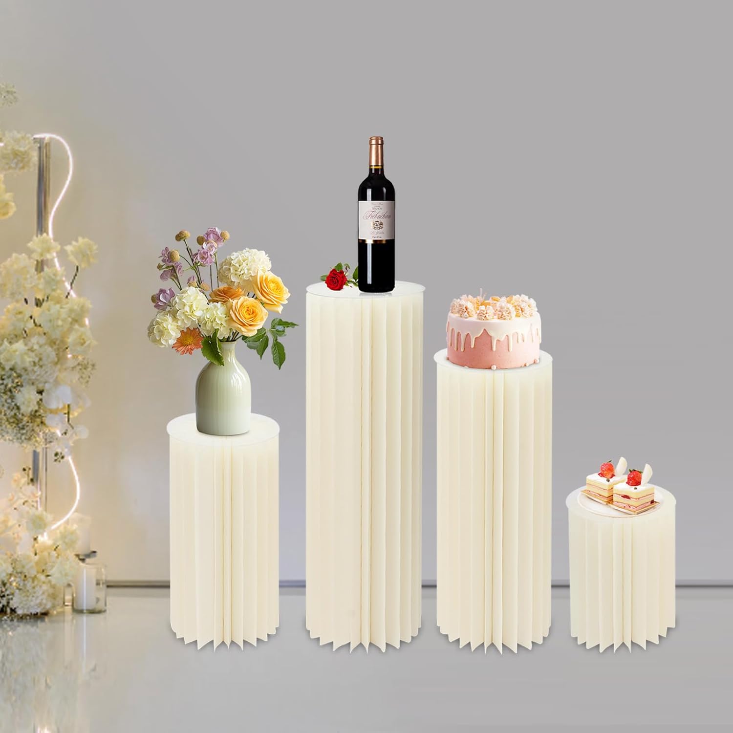 4Pcs Foldable Cardboard Vases for Wedding Party Decor