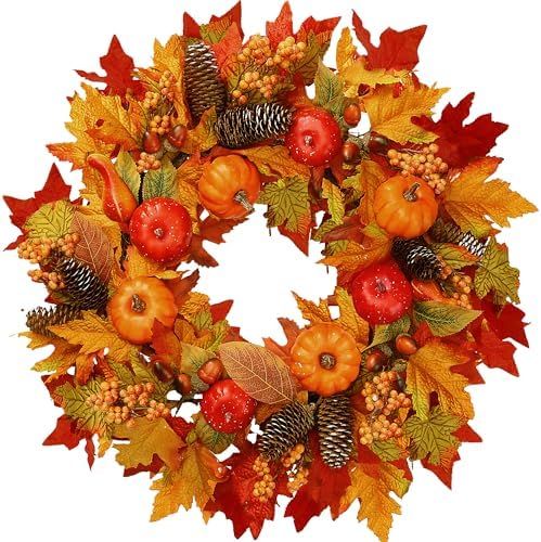 Sggvecsy 22 Inch Fall Wreath Decor for Front Door and Window