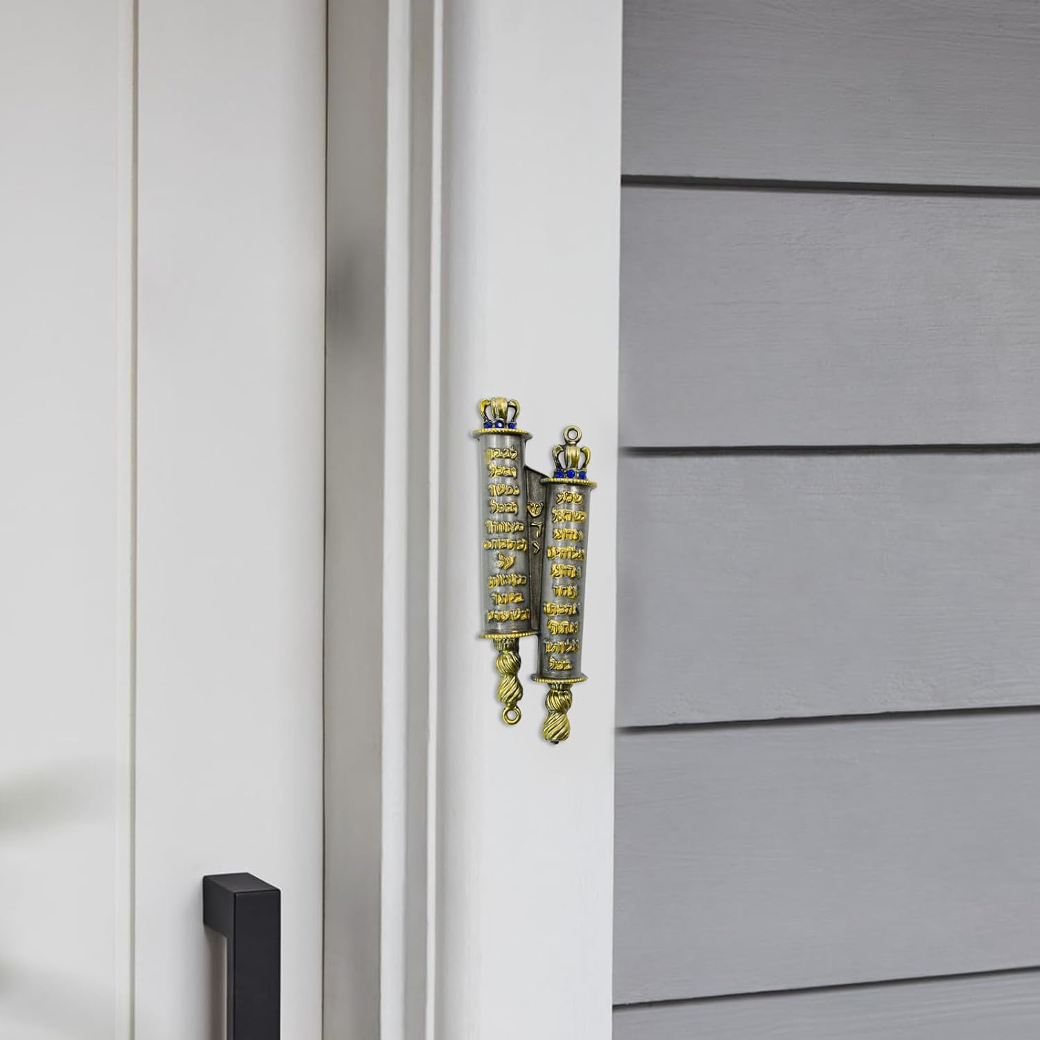MrMrKura Gold Metal Mezuzah with 2 Scrolls