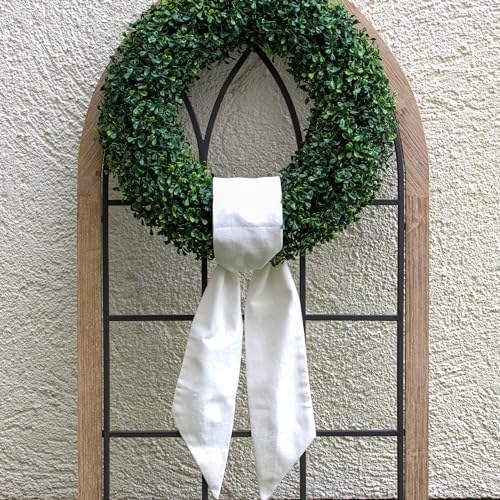 White Linen Wreath Sash for Front Door 56 x 45
