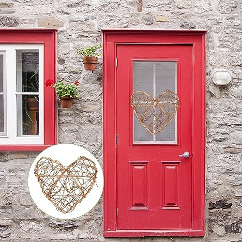 1pc Heart Shaped Rattan Wreath for Front Door