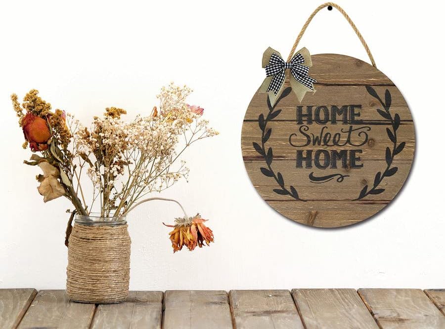 LERJIMUX Rustic Wooden Front Door Sign 11 Inches