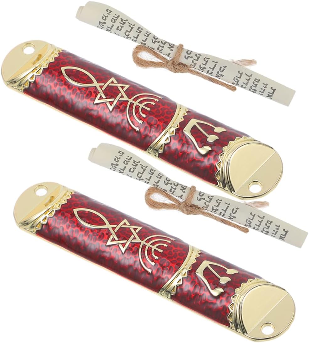 Cabilock 2 Sets Beautiful Metal Mezuzah Door Decor