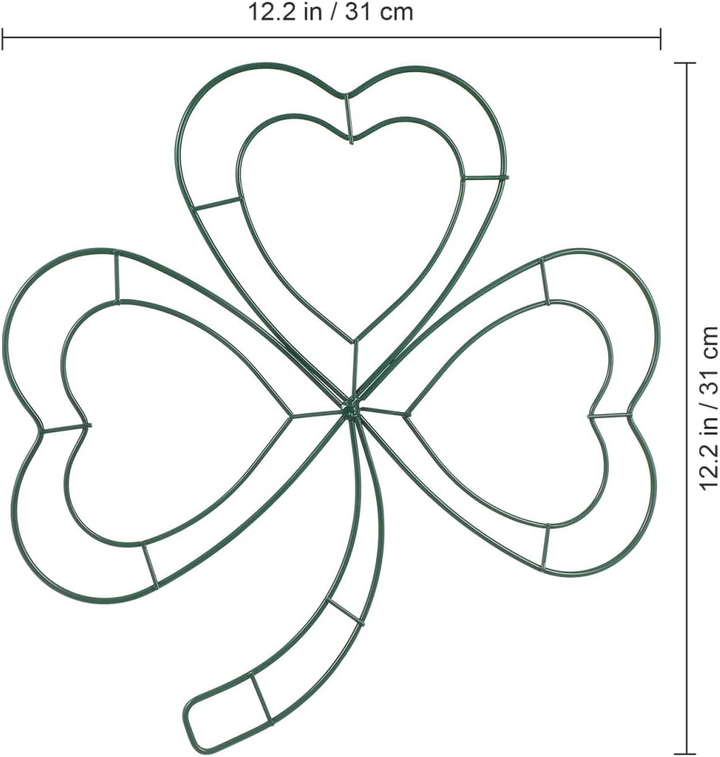 St Patrick Day Shamrock Wreath Frame 2pcs Iron DIY Hoop for Wall and Door Decoration