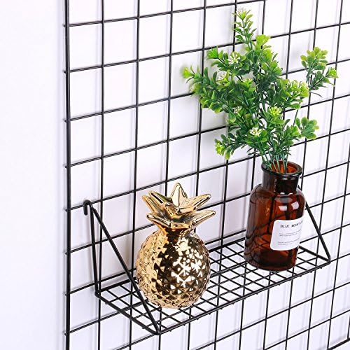 Kaforise Wall Hanging Straight Shelf for Wire Grid Black Painted