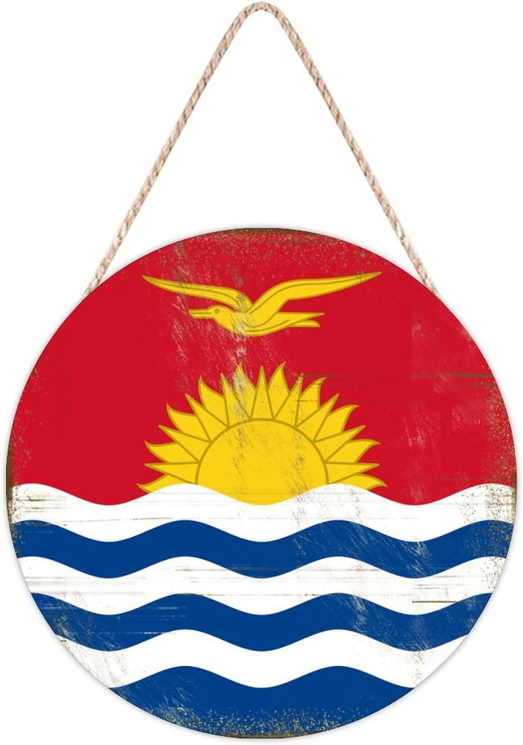 Farmhouse Door Hanger Kiribati Flag Wood Sign Home Decor