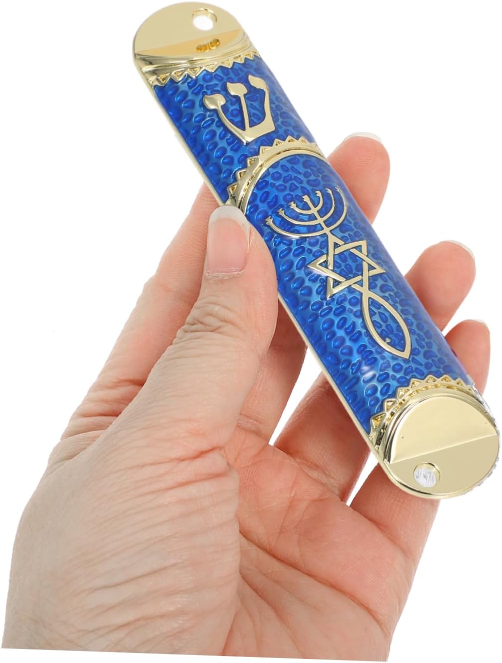 Metal Mezuzah Case with Door Scroll and Bible for Home Decor