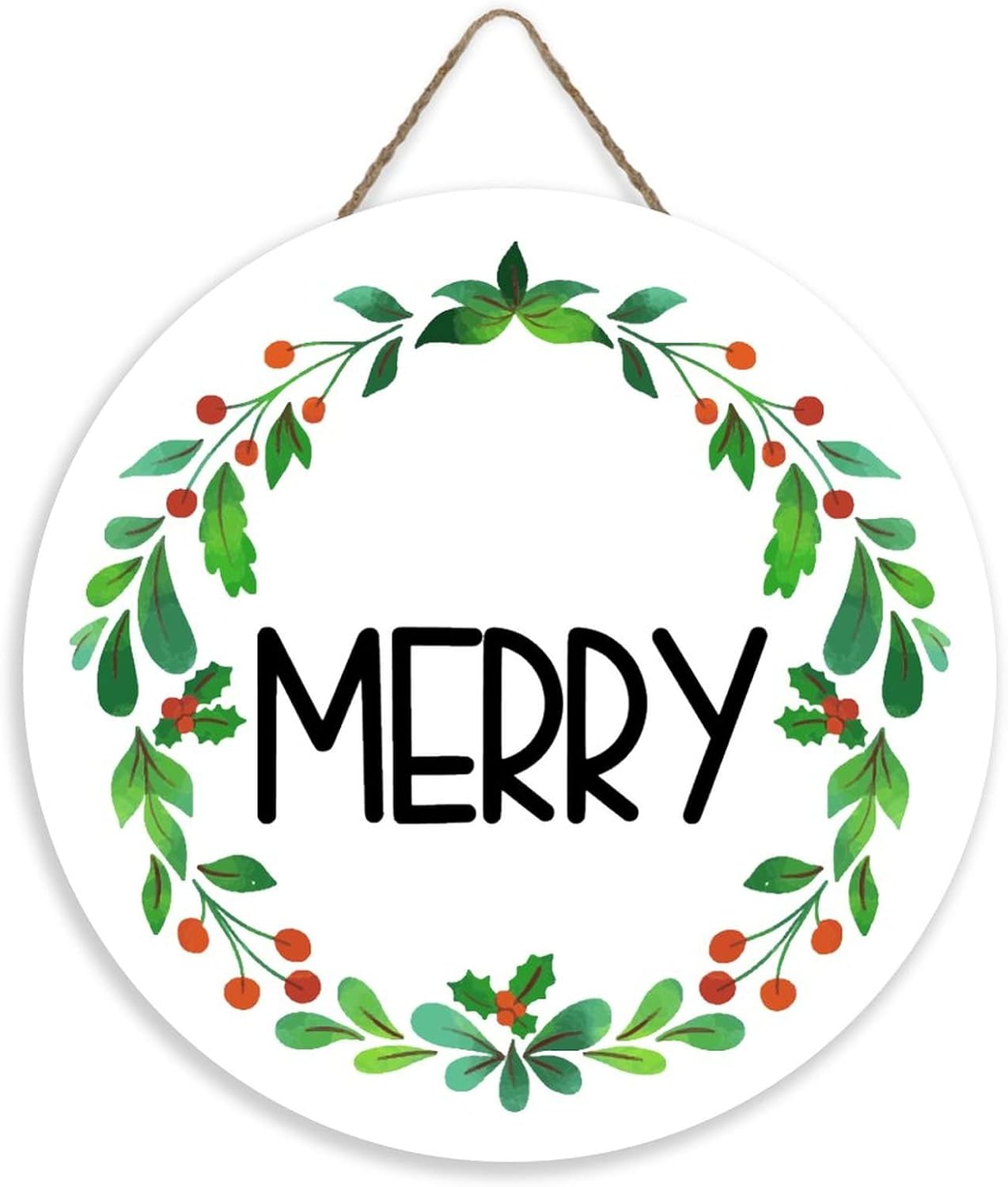 Mutilovely Merry Wooden Welcome Sign Rustic Botanicals 12-Inch
