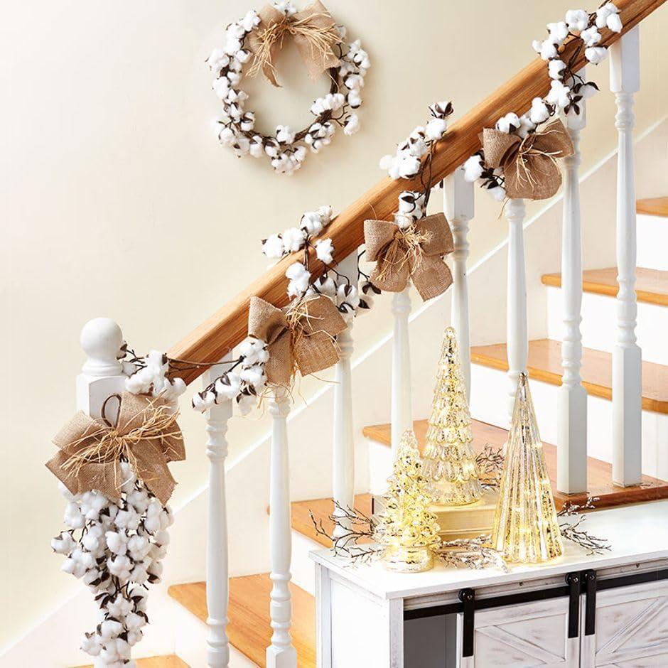 Country Cotton Boll Wreath for Winter Decor