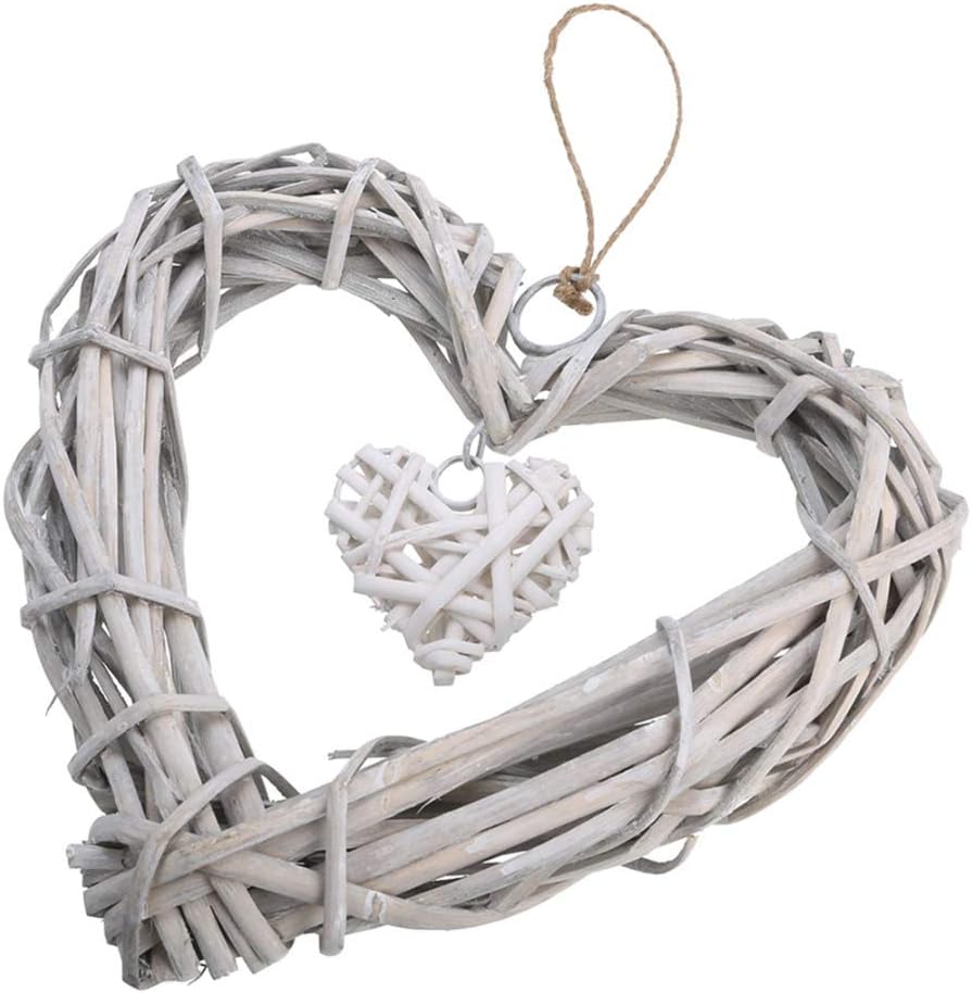 8 Inch Heart Shaped Wicker Wreath Wall Hanging
