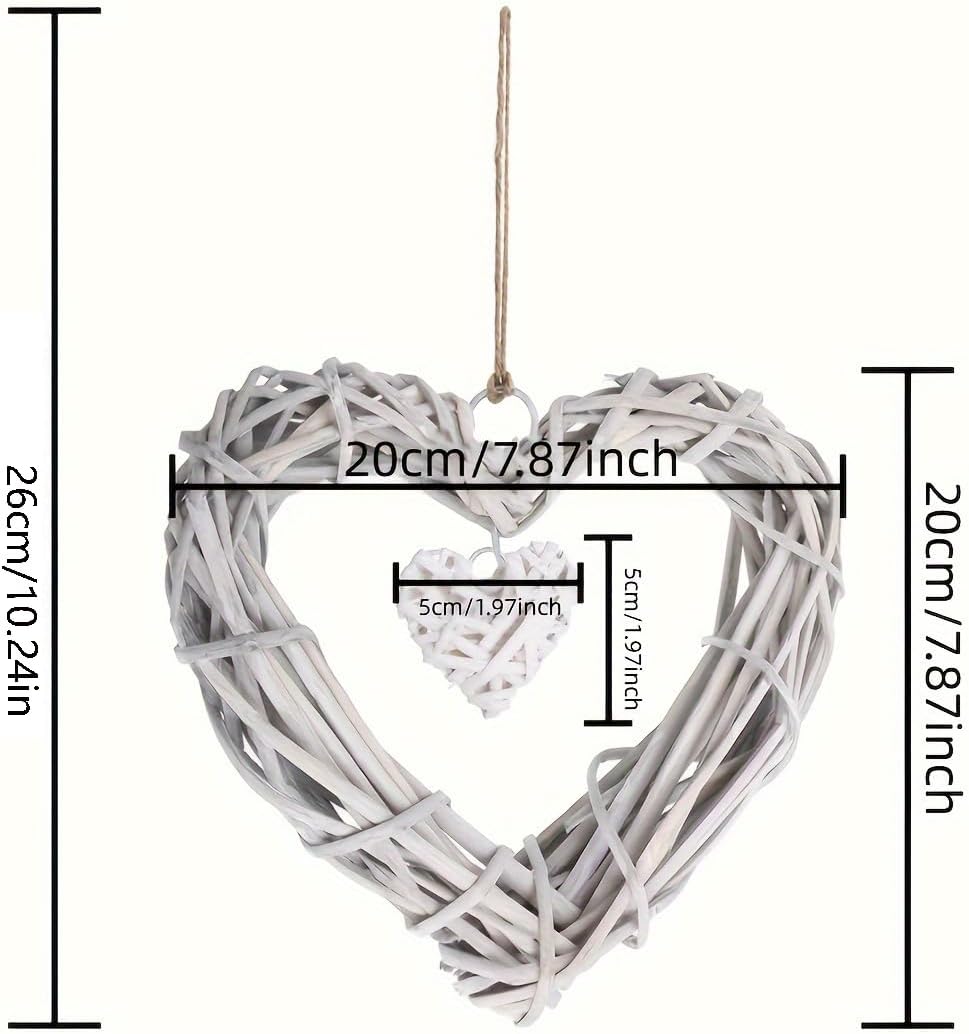 8 Inch Heart Shaped Wicker Wreath Wall Hanging