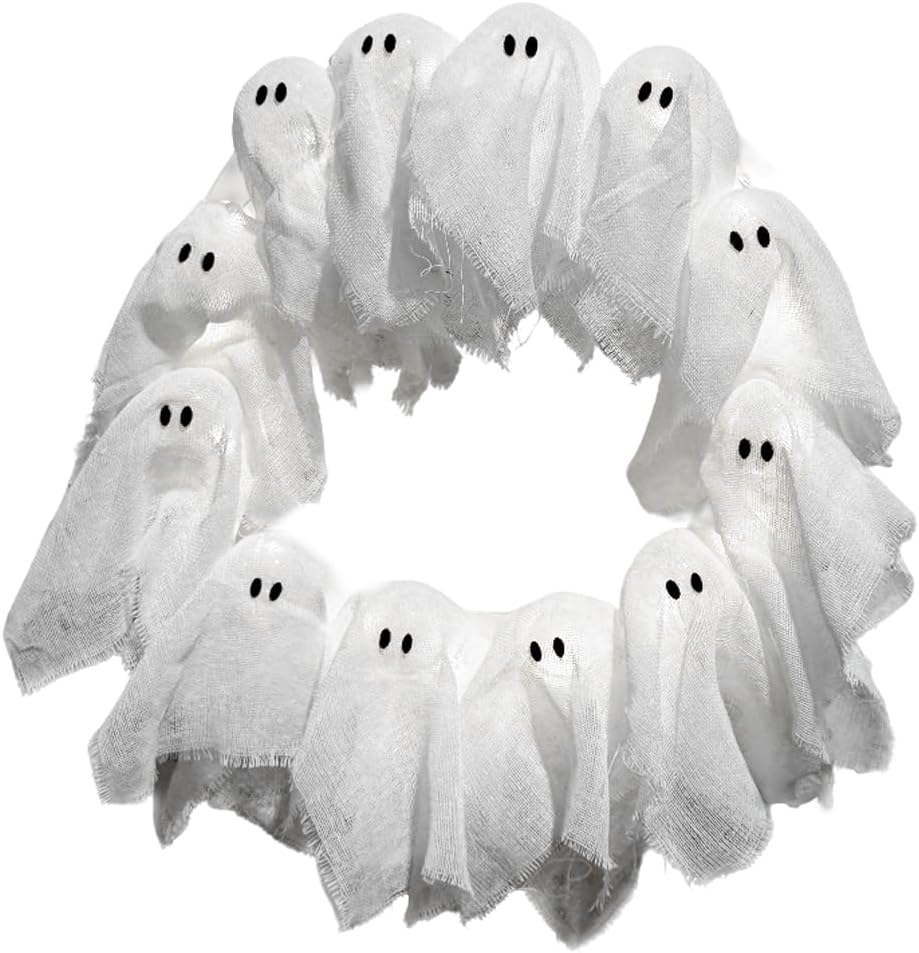 Halloween Ghost Wreath with 12 LED Lights