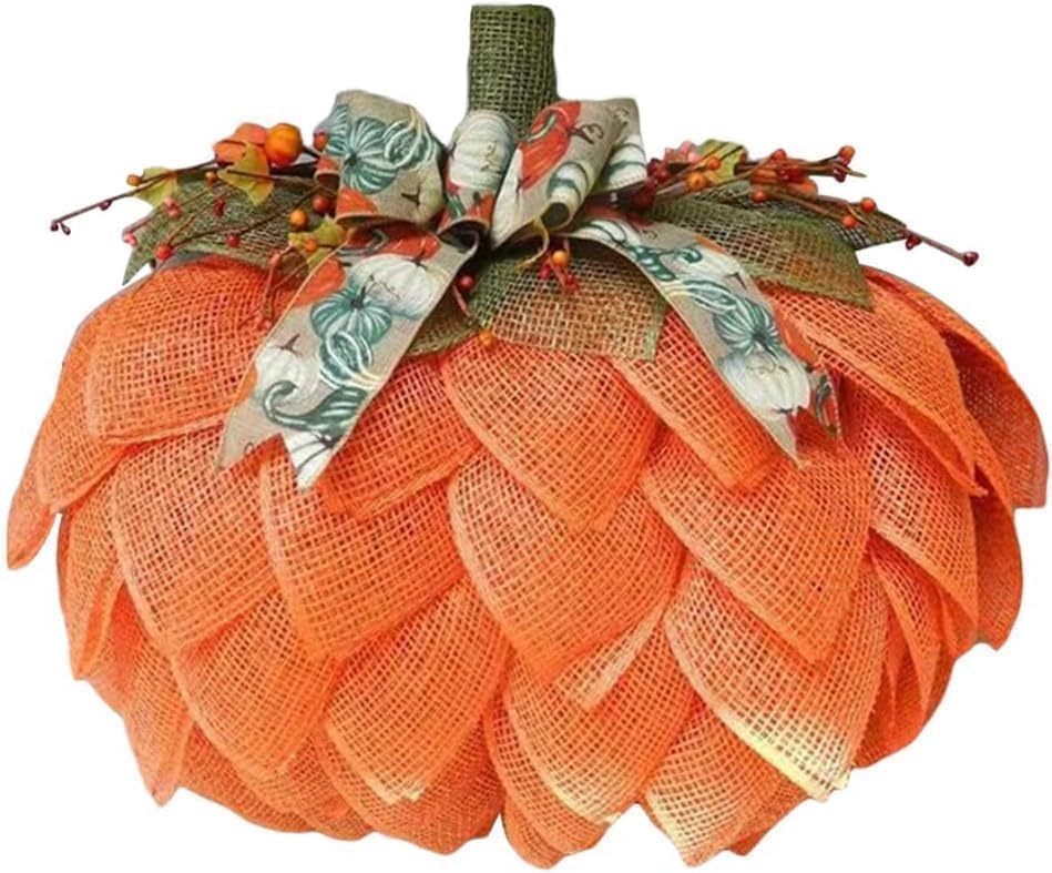 Autumn Pumpkin Wreath with Bows and Berries