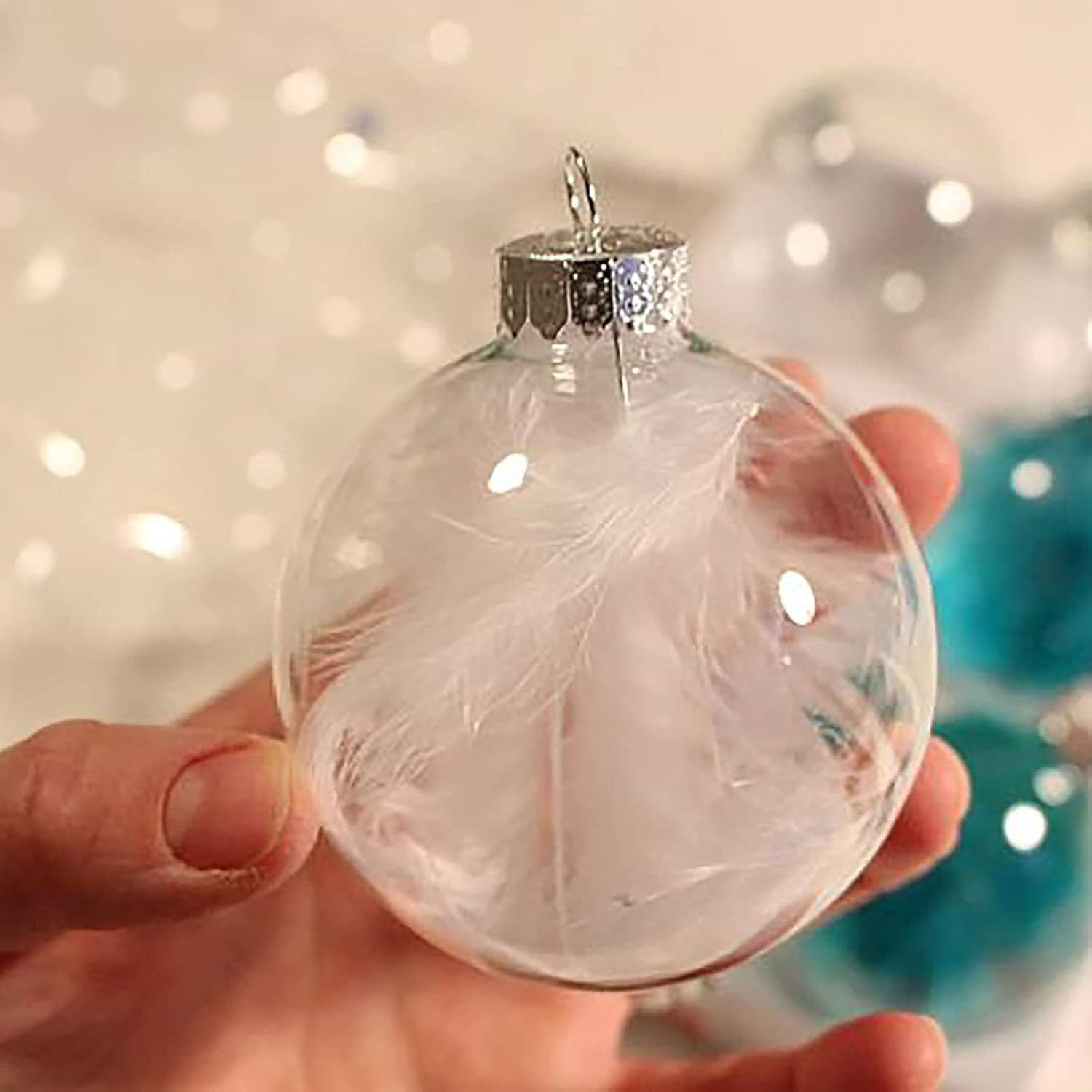 Wioilyoy 20PCS Clear Decorative Balls - Refillable 236 Inch Silver Wire