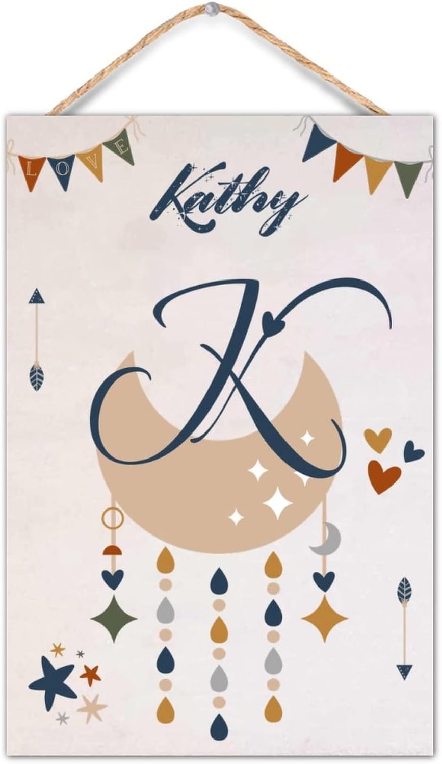Custom Wood Last Name Sign Wooden Wedding Gift Initial Letter Personalized Monogram