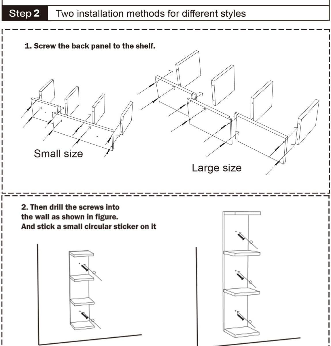 DrWall 7 Tier Black Floating Shelves Set of 2
