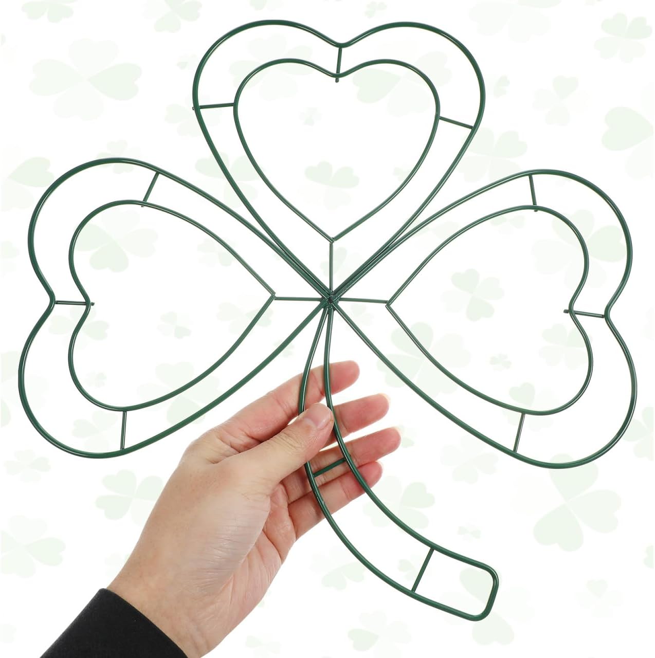 St Patrick Day Shamrock Wreath Frame 2pcs Iron DIY Hoop for Wall and Door Decoration