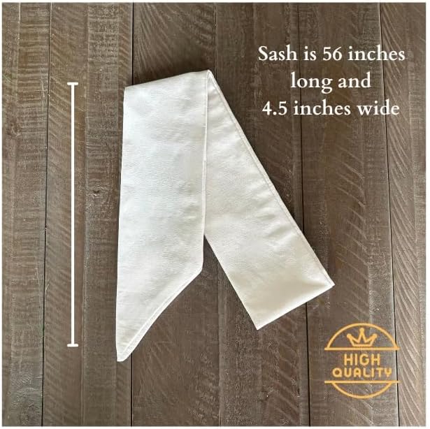 White Linen Wreath Sash for Front Door 56 x 45