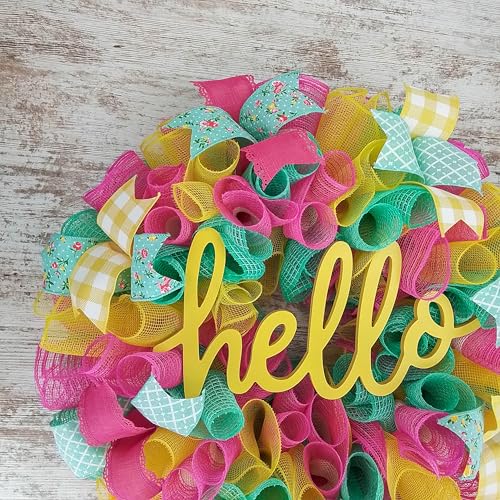 Colorful Deco Mesh Wreath for Doors