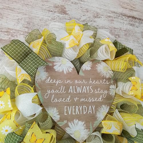 Memorial Wreath Door Hanger with Removable Heart Sign