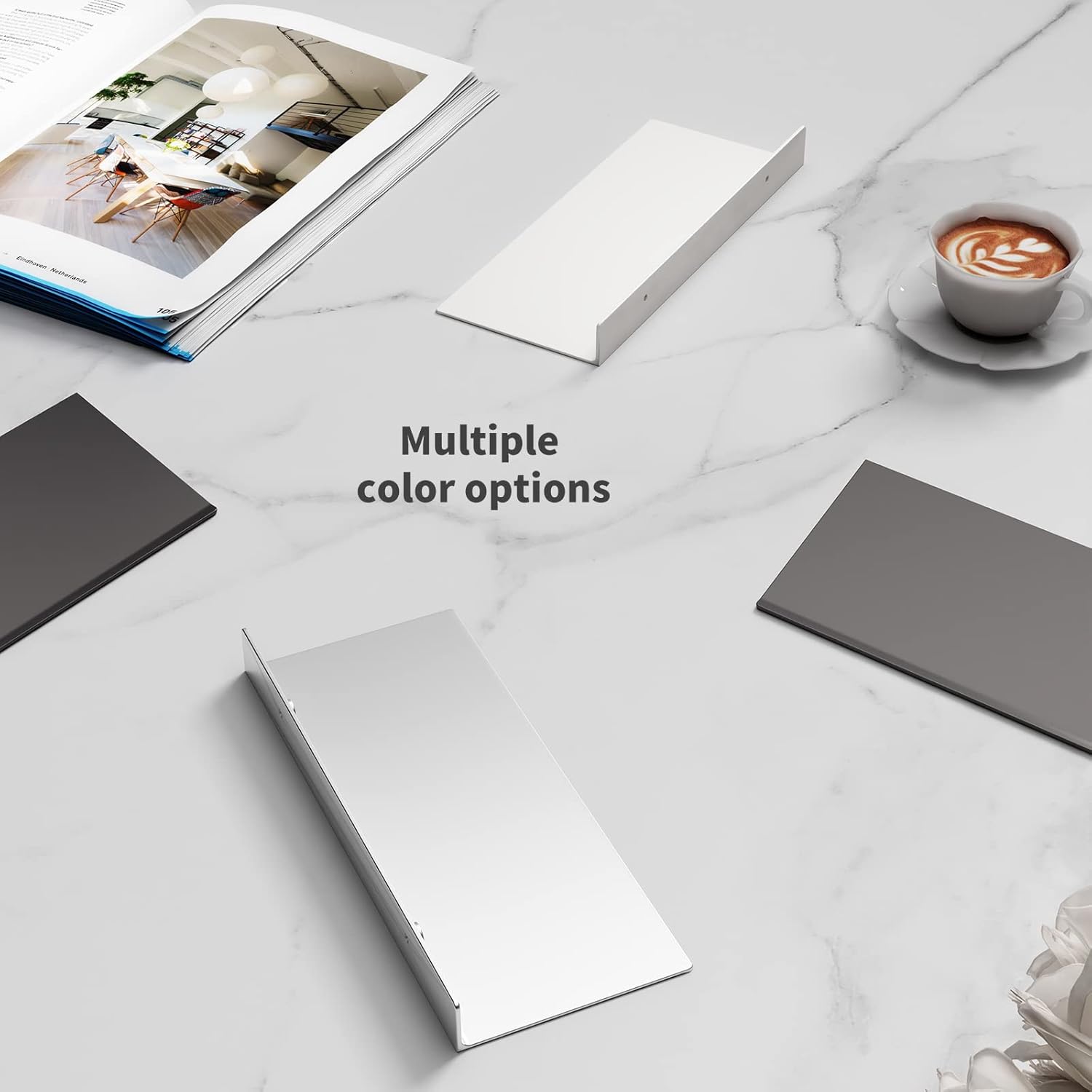 Danpoo Matte Silver Floating Metal Shelf for Wall Storage