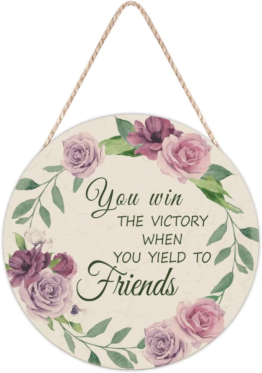 Farmhouse Door Hanger Floral Wreath Vintage Wood Sign Funny Decor for Kids Girls Women 12x12in