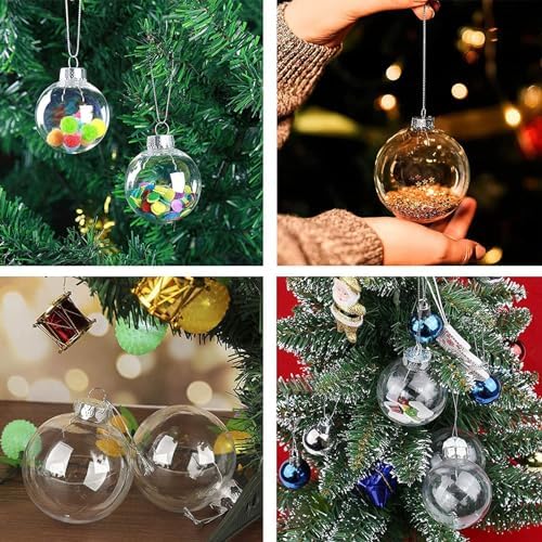 Wioilyoy 20PCS Clear Decorative Balls - Refillable 236 Inch Silver Wire