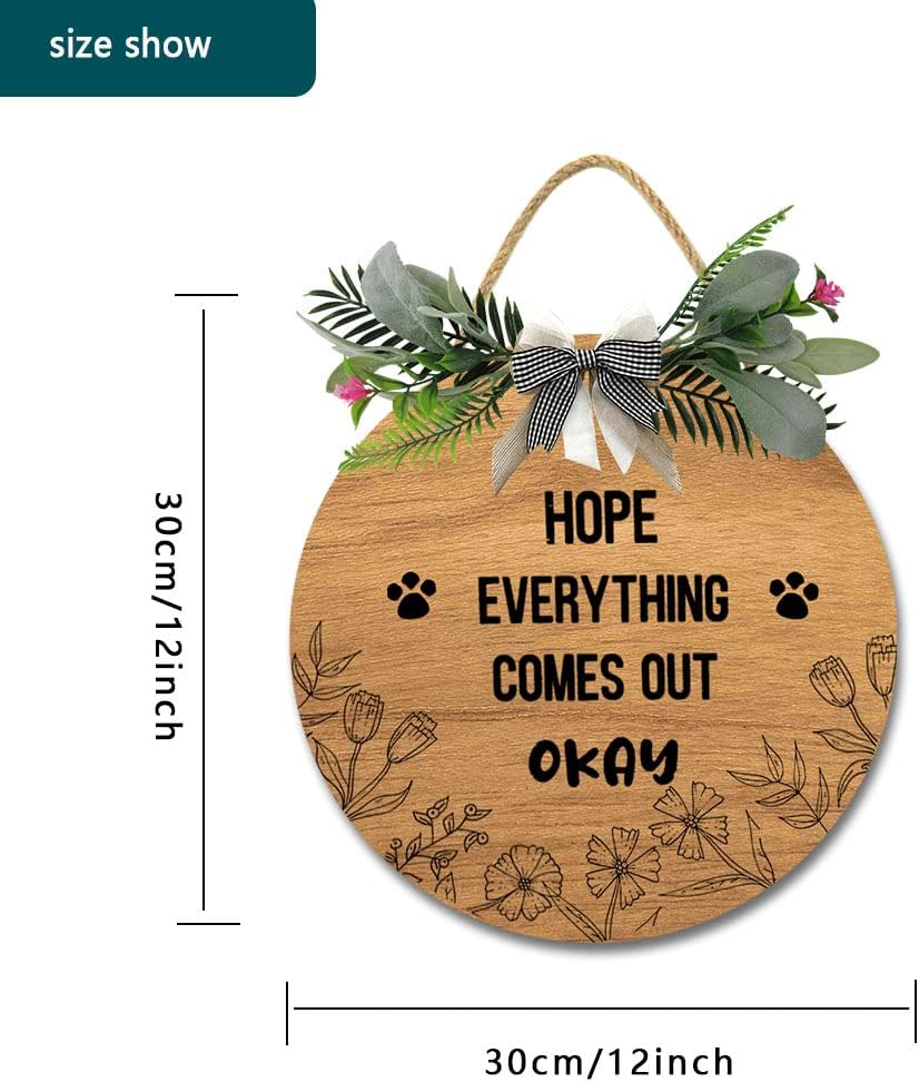12 Inch Vertical Wood Wreath Hanger for Front Door
