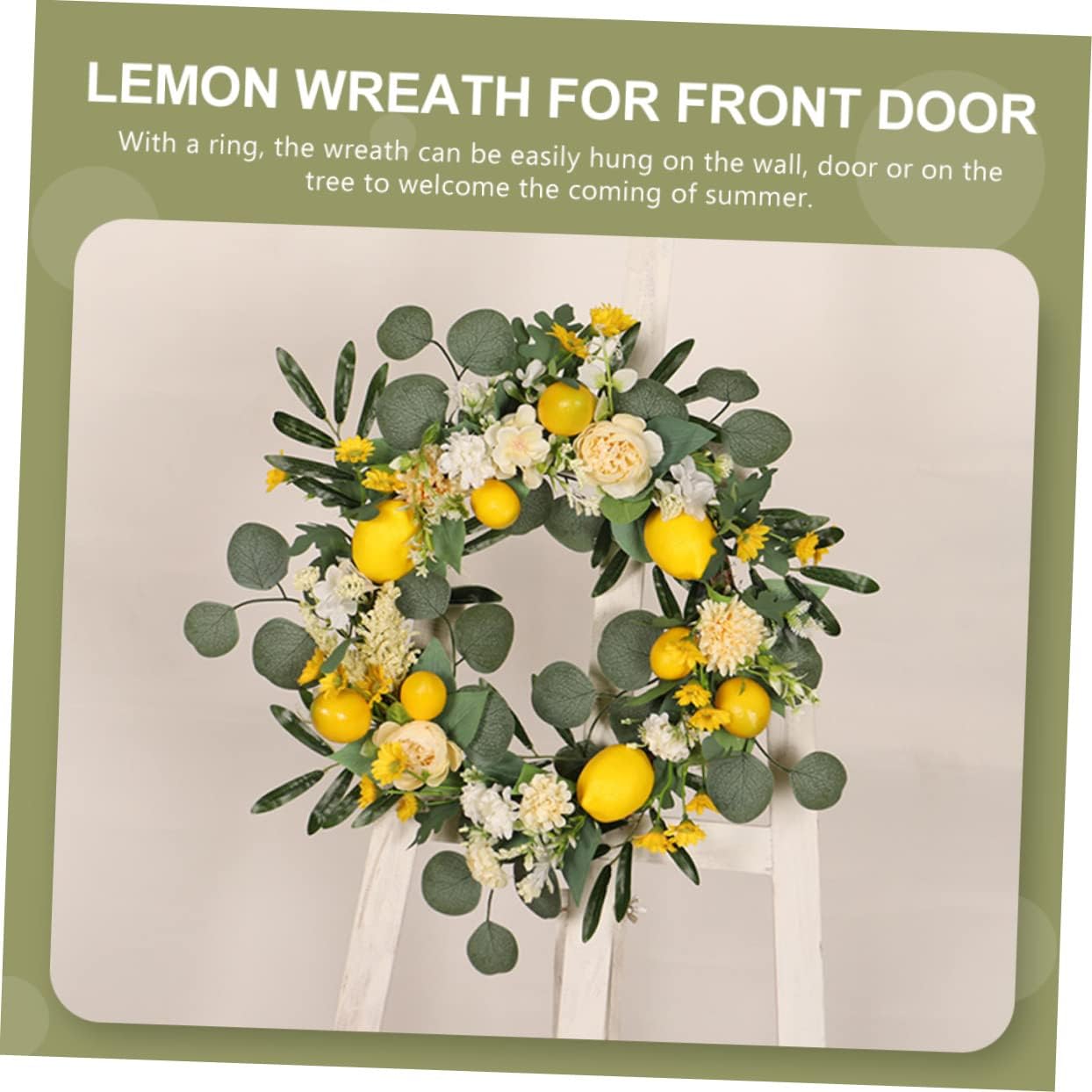 Artificial Lemon Wreath for Front Door Decor