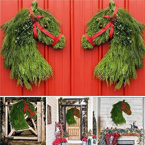 Christmas Wreath Horse Head Door Hanger