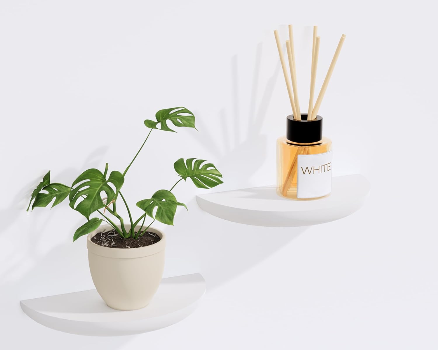 Solid Wood Half Round Floating Wall Shelves Elegant White Shelves for Home Decor