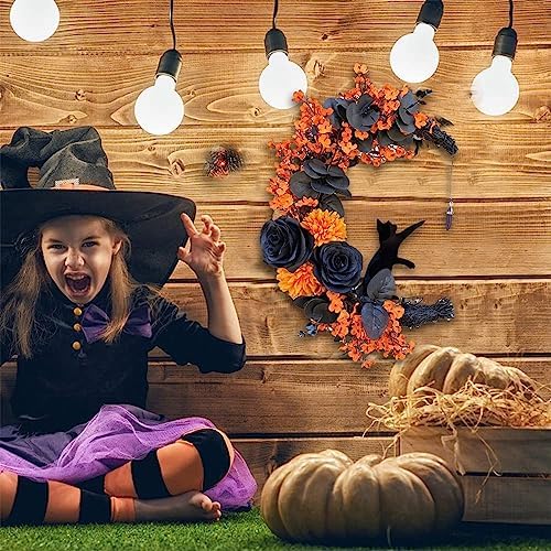 Elegant Halloween Cat Wreath for Front Doors