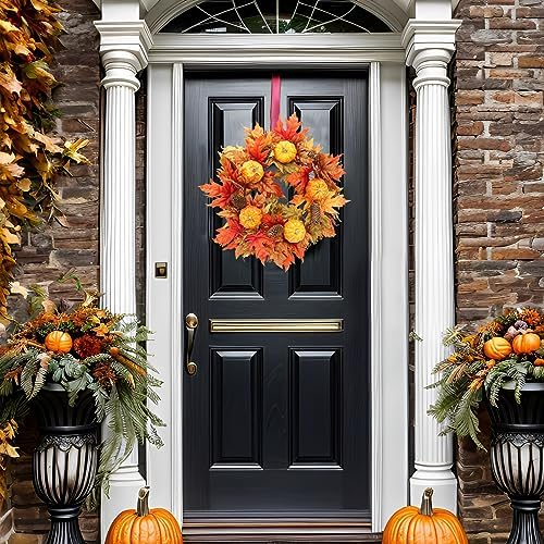 20 Inch Fall Wreath for Front Door and Entryway