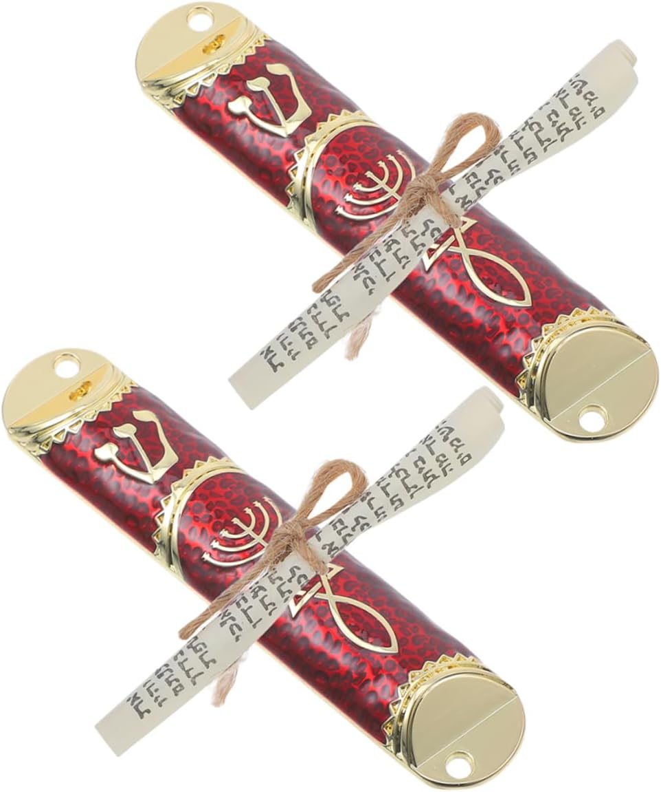 ABOOFAN 2 Sets Elegant Metal Mezuzah with Scroll