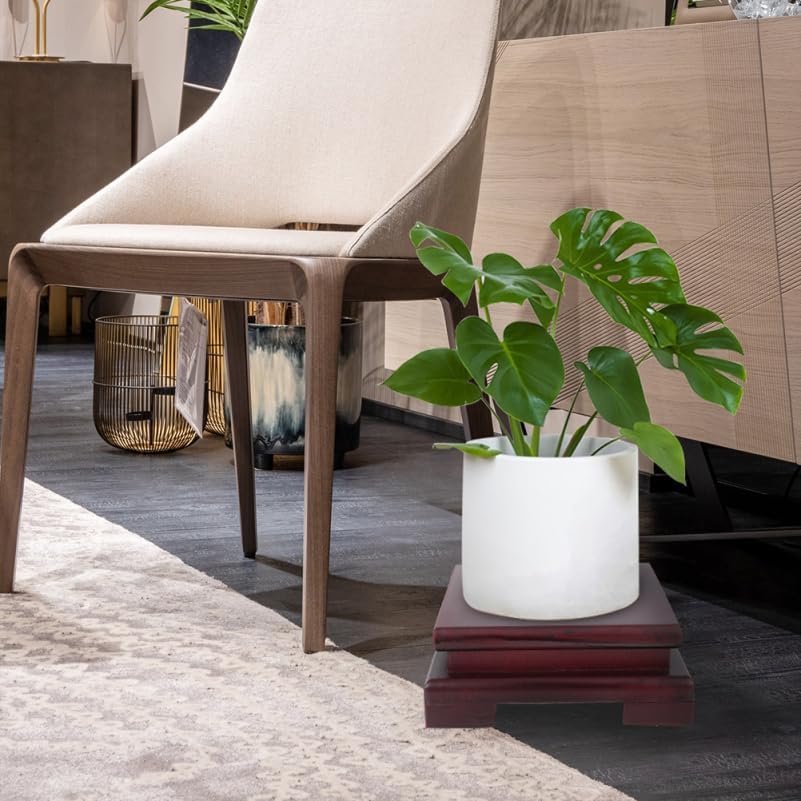 Luxshiny Small Square Wood Display Stand for Tea Pot Flowerpot Bonsai Buddha Statue