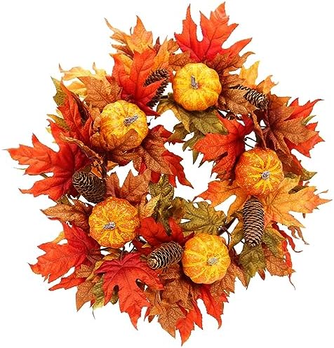 20 Inch Fall Wreath for Front Door and Entryway