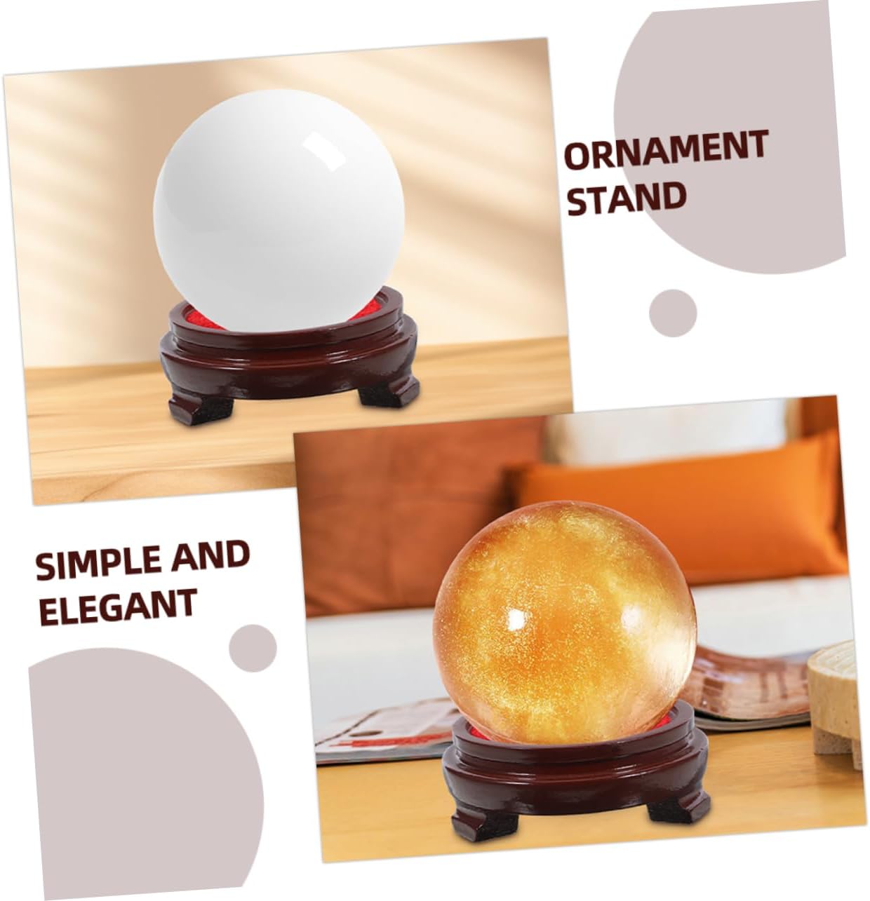 Crystal Ball Display Stand with Wooden Base for Home Decor
