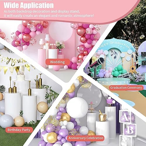 3 Pcs Round Cylinder Pedestal Stands for Party Decoration