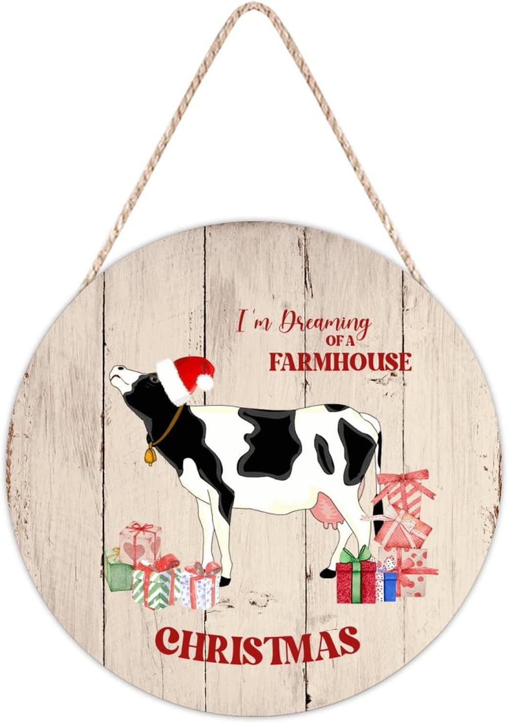 Farmhouse Door Hanger with Farm Animal Design 10x10in Wood Sign