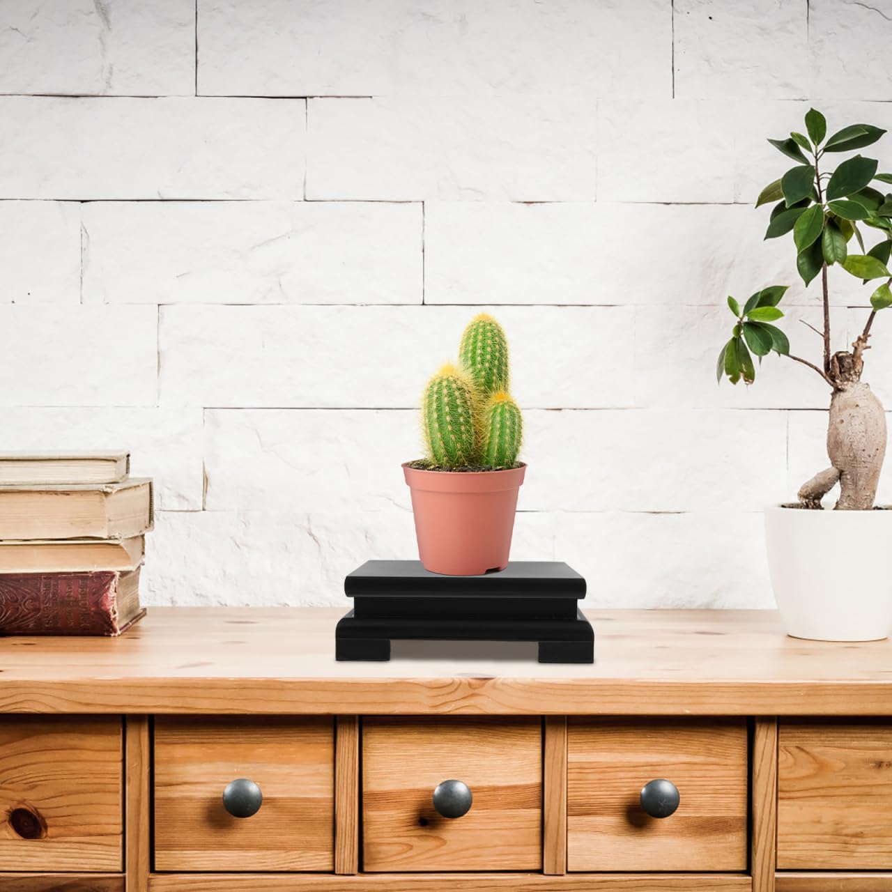 Cabilock 2 Pcs Square Wood Display Stand for Vases and Decor