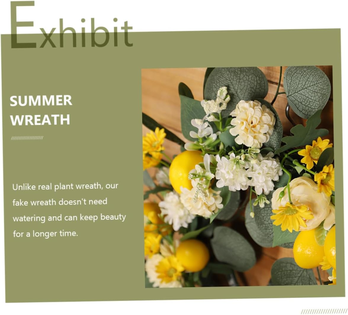 PRETYZOOM Realistic Lemon Flower Wreath for Front Door