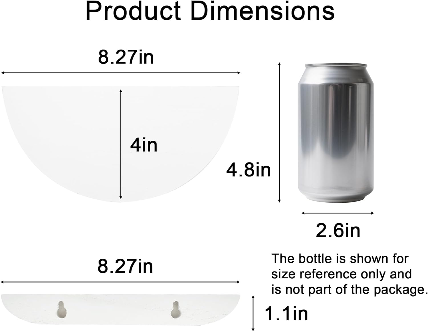 Solid Wood Half Round Floating Wall Shelves Elegant White Shelves for Home Decor