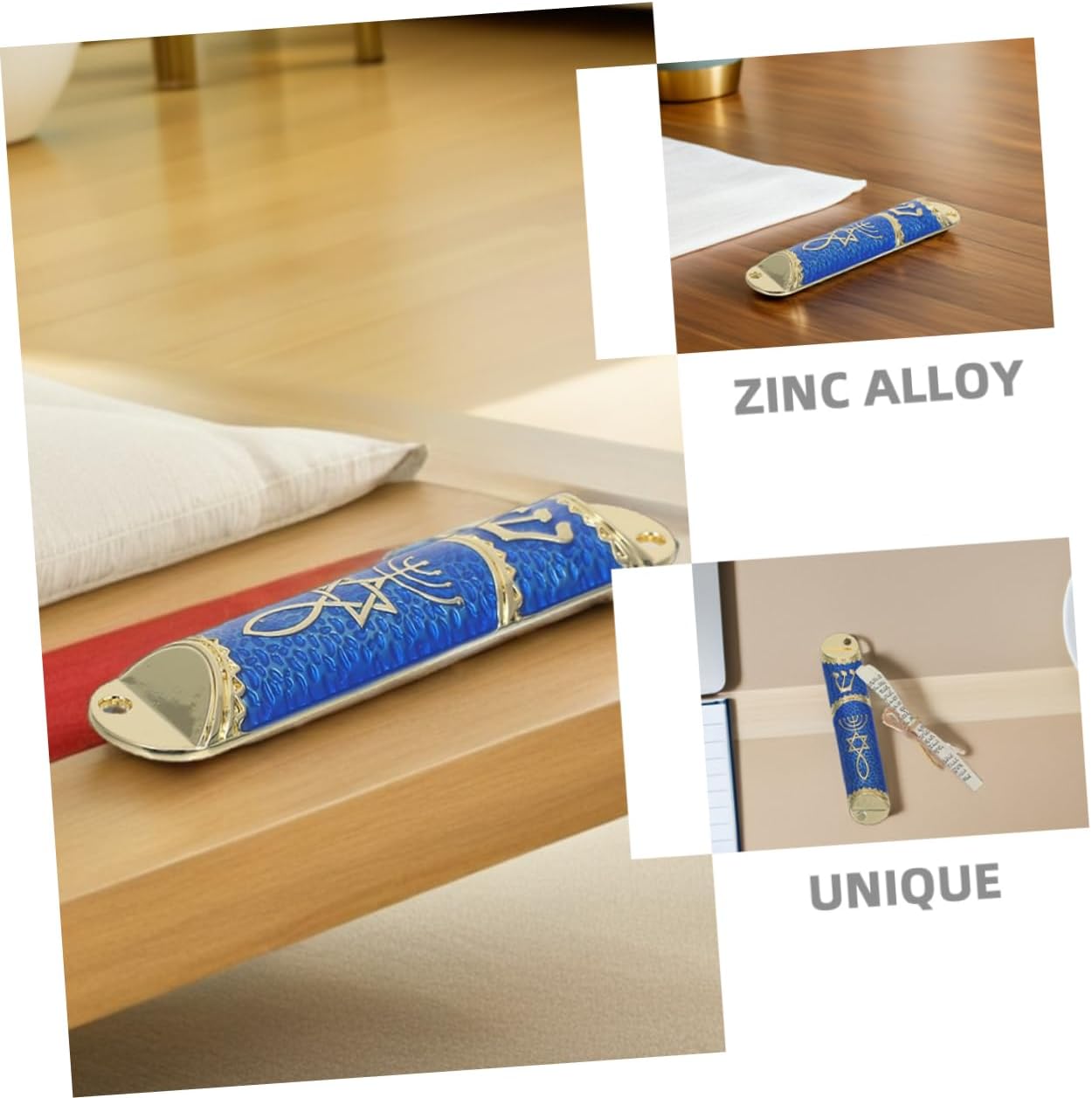 3 Sets Mezuzah Cases with Traditional Jewish Door Blessing Decor