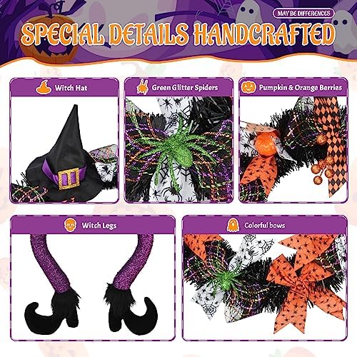 Halloween Witch Door Wreath 24 Inch Decor